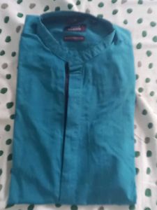 Wills Lifestyle - Blue Mandarin Collar Shirt