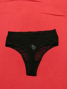 Women’s Black Mesh High-Waist Brief Panty