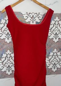 Chic Red Ruched Bodycon Dress
