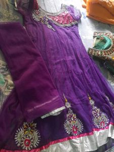 Designer Purple frock suite