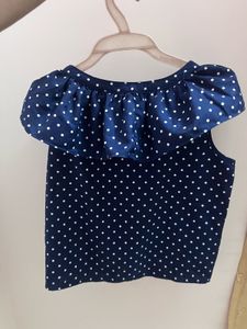 Rio- Navy Blue Polka Dot Ruffle Top