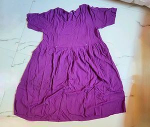 Maternity Purple Gathered Midi Dress