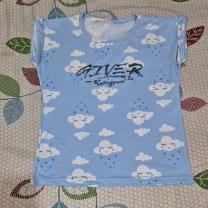 Cute Cloud Print T-Shirt