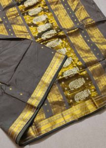 Elegant Grey &amp; Gold Saree