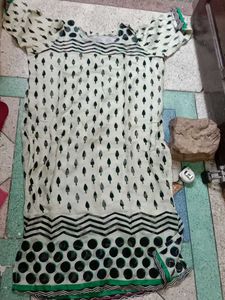 Stylish Cream &amp; Black Printed braso kurta
