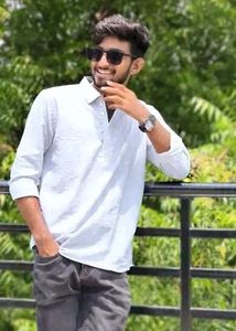 Men's White Textured Band Collar Shirt