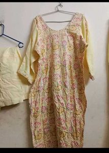 Yellow Printed Kurta Set with Dupatta
