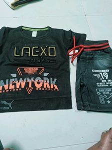 Boys' Black T-Shirt and Denim Shorts Set