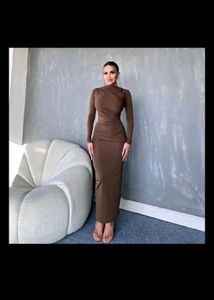 Elegant Brown Bodycon Maxi Dress
