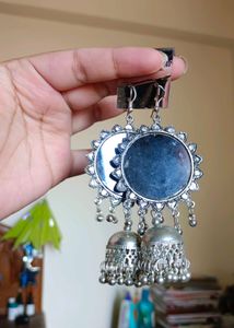 Oxidised Long Mirror Jhumka Partywear