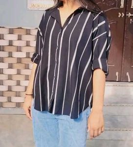 Chic Striped Button-Up Blouse