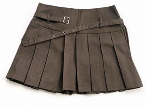 Pleated Skirt with Belt Detail