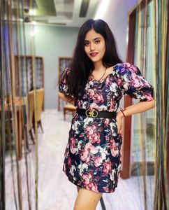 Floral Print Puff Sleeve Mini Dress