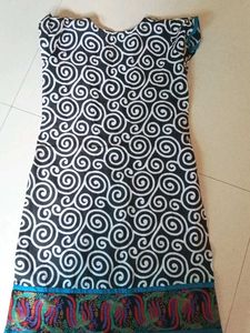 Stylish Black &amp; White Swirl Print Kurta