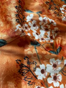 Orange Floral Puff Sleeve Top