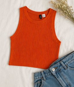 H&amp;M Divided Orange Ribbed Knit Crop Top