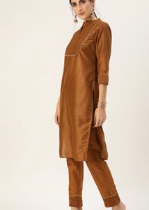 all about you - Rust Brown Kurta Set with Pants