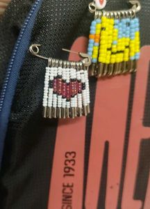 Beaded Safety Pin Brooches