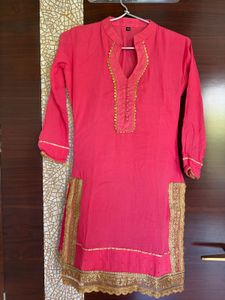 Beautiful Mul Cotton Pink Kurta Set with Garara