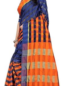 Orange Checked Saree