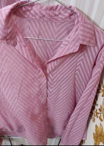 Chic Pink Chevron Textured Top