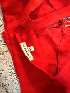 TNNDout Chic Red Cut-Out Tie-Front Top