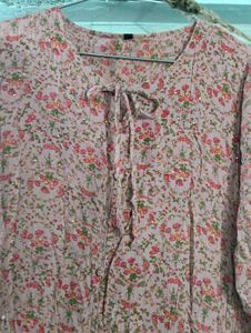 Floral Print Tie-Neck Blouse