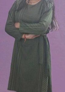 Chic Olive Green Textured Dress