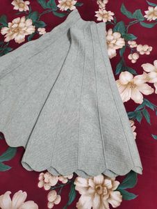 Grey Pleated Skater Skirt