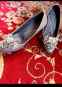 Elegant Grey Embellished Heels