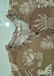 Brown Plant Print Kurta