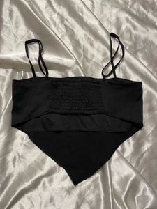 Black Scarf Crop Top