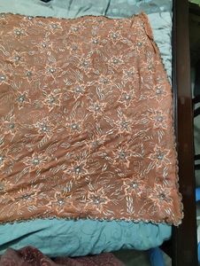 Peach Pure Georgette Saree