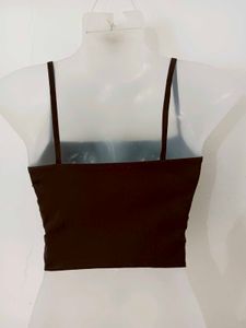 Brown Spaghetti Strap Crop Top