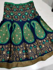 Beautiful Blue &amp; Green Embroidered Skirt