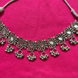 Boho Oxidized Silver Peacock Necklace