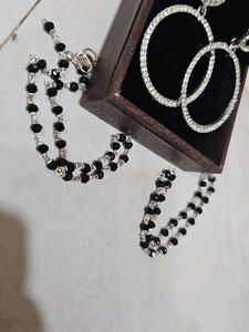 Chic Hoop Earrings &amp; Beaded Necklace Set