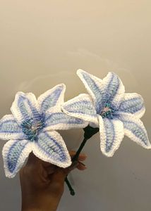 crocheted blue shades lilies