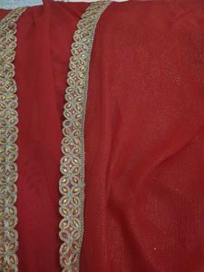 Elegant Red Sequined Saree