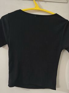 Black Square Neck Crop Top