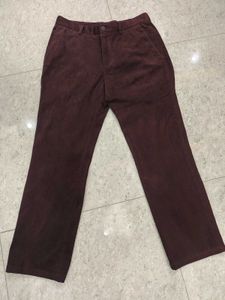 Men's Maroon Corduroy Wide-Leg Pants