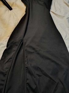 Savana Slit Black Mock Neck Dress