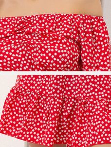 Red &amp; White Off-Shoulder Dress