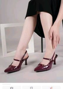 Chic Burgundy Patent Mary Jane Heels