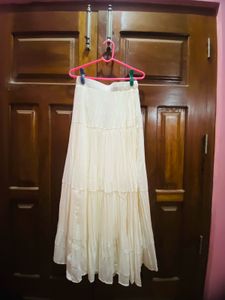 Cream Tiered Maxi Skirt