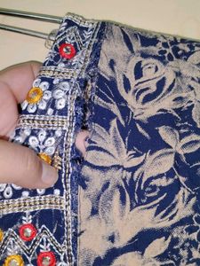 Embroidered Blue &amp; White Kurta