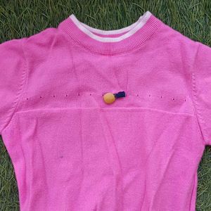 Kids Pink Korean Sweater with Bunny tail back