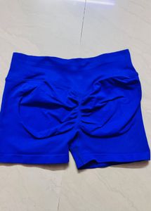 Vibrant Blue High-Waisted Athletic Shorts