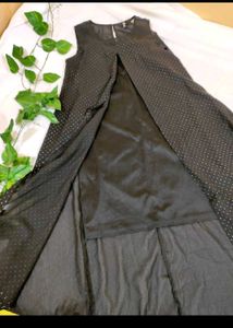 Chic Black Sleeveless Polka Dot Dress