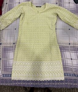 Elegant Lime Green Embroidered Kurta